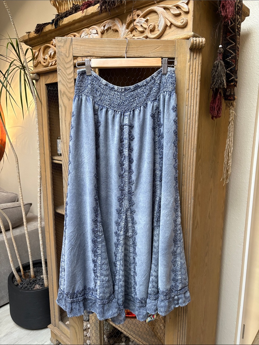Cute Options Blue Bohemian Gypsy Maxi Skirt